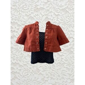 vintage burnt orange short sleeve pea coat jacket top